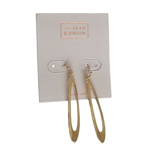 14th & Union Gold Tone Oval Drop Earrings Nickel Free Dangle Jewelry - Picture 1 of 5